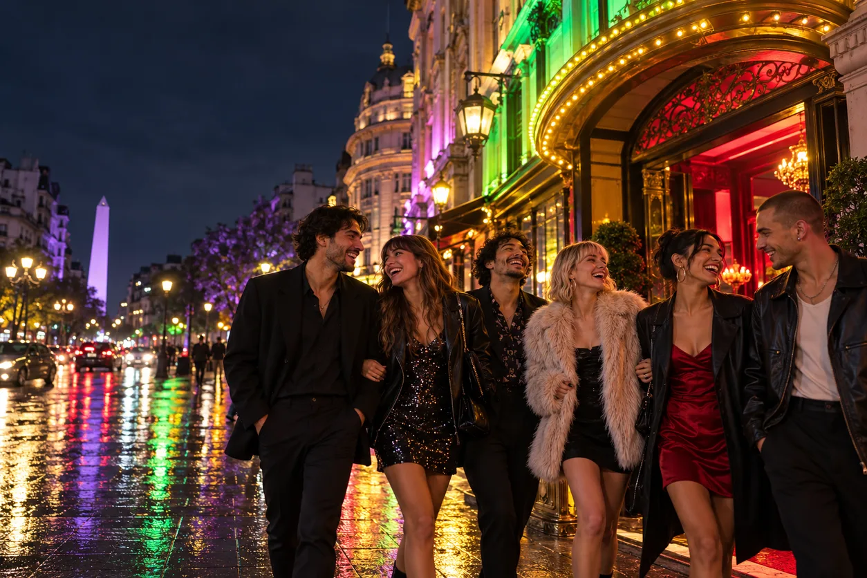 Pista de baile de un club de noche con luces láser, humo y gente bailando